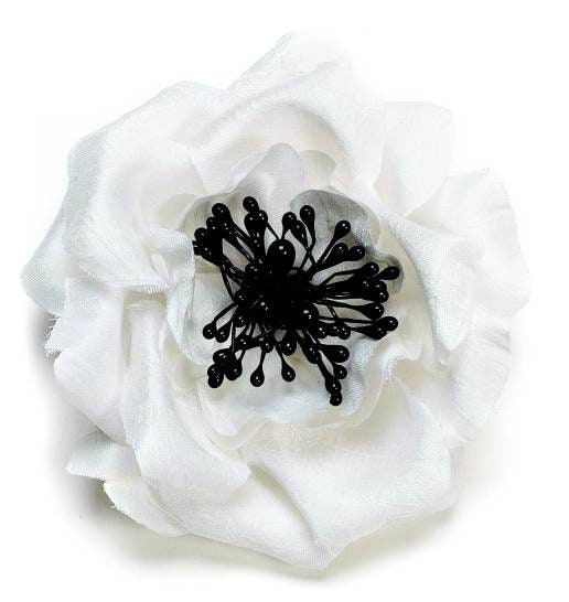 Charlotte White Silk Dupioni Cabbage Rose Pin & Clip, 3" – No. 2