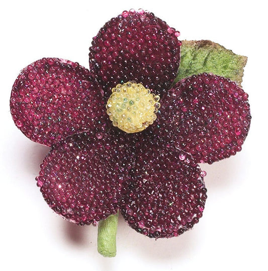 Karin's Garden 3" Purple Beaded Daisy Flower Pin.  Vintage Flower pin.  One of our top sellers through the years.  Available in 7 colors.