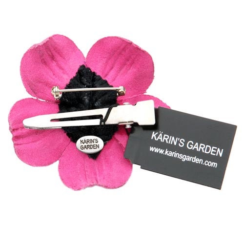 Coco Purple Leather & Crystal Petite Flower Pin & Clip, 2.25"