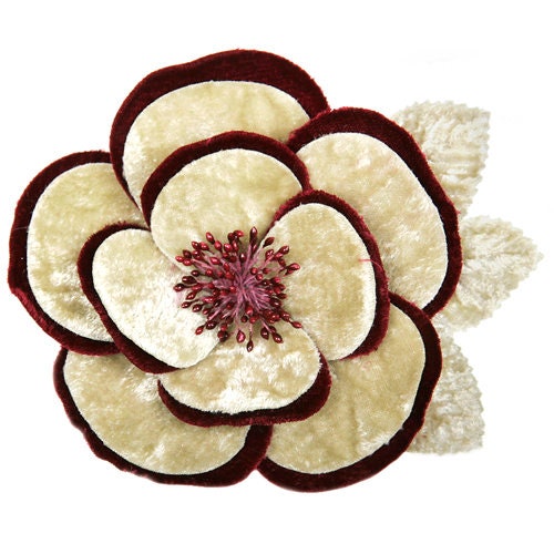 Pink Velvet Camellia Pin & Clip, 4 1/2"