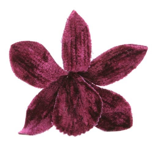 Karin's Garden 2 1/2" Plum Velvet Orchid Clip. Handmade in the USA. Pinch Clip Style.