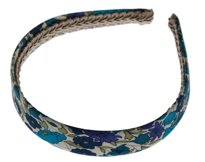 Teal Liberty of London Floral Cotton Headband, 1"