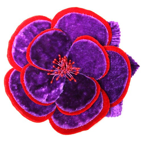 Pink Velvet Camellia Pin & Clip, 4 1/2"