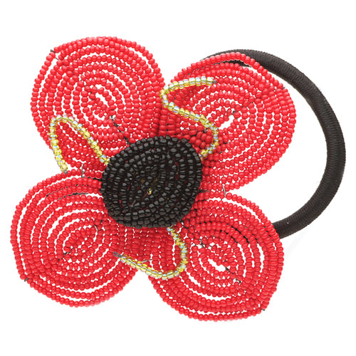Karin's Garden 3" Red Beaded Poppy Elastic