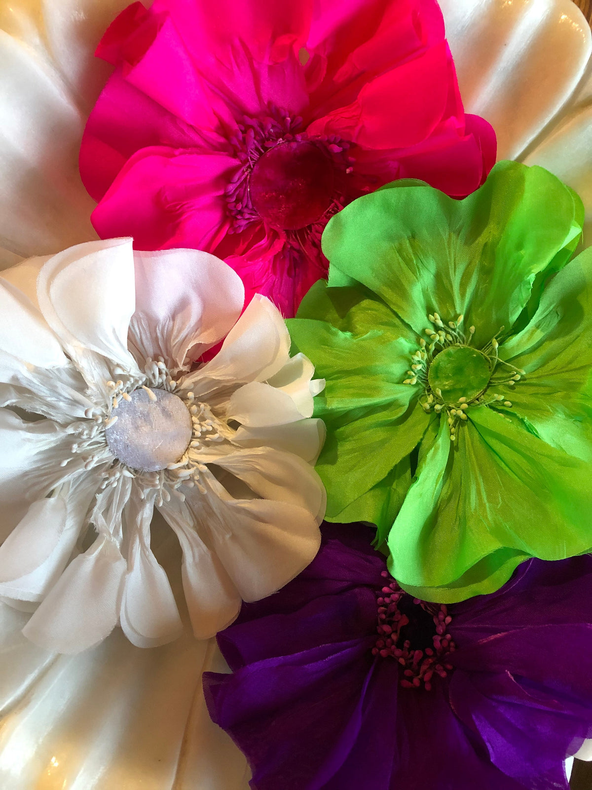 Dani Lime Silk Poppy Pin & Clip, 4.5"