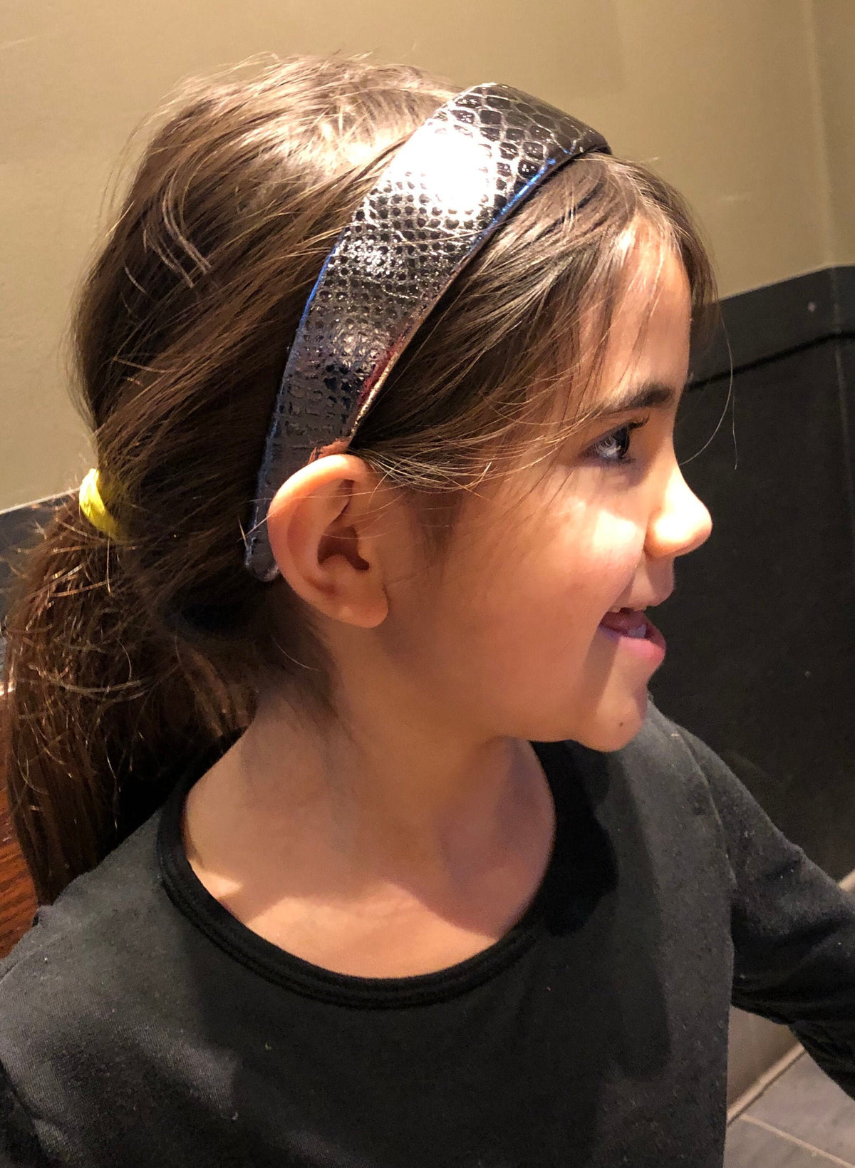 Pewter Embossed Leather Headband, 1 1/2"