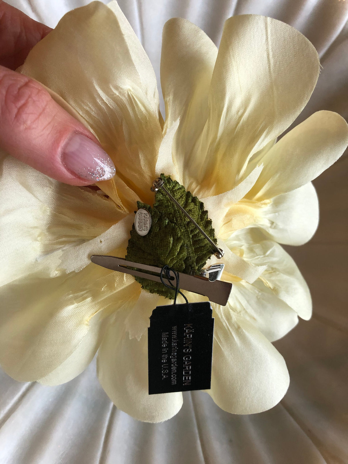 Dani Pistachio Silk Poppy Pin & Clip, 4.5"