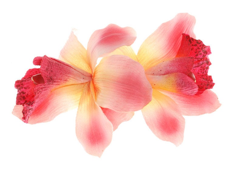 Chloe Pink Vanda Orchid French Barrette, 5"