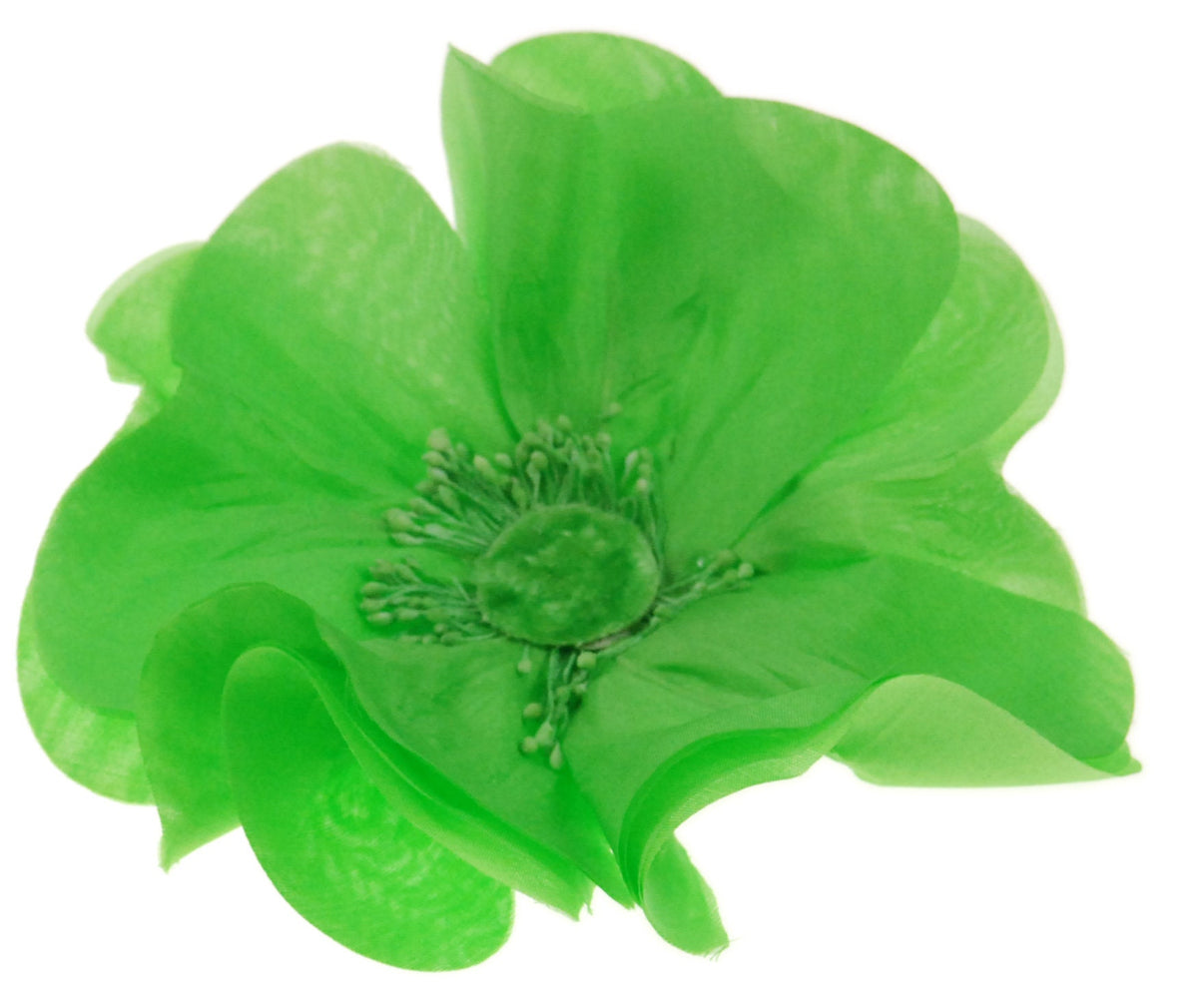 Dani Lime Silk Poppy Pin & Clip, 4.5"