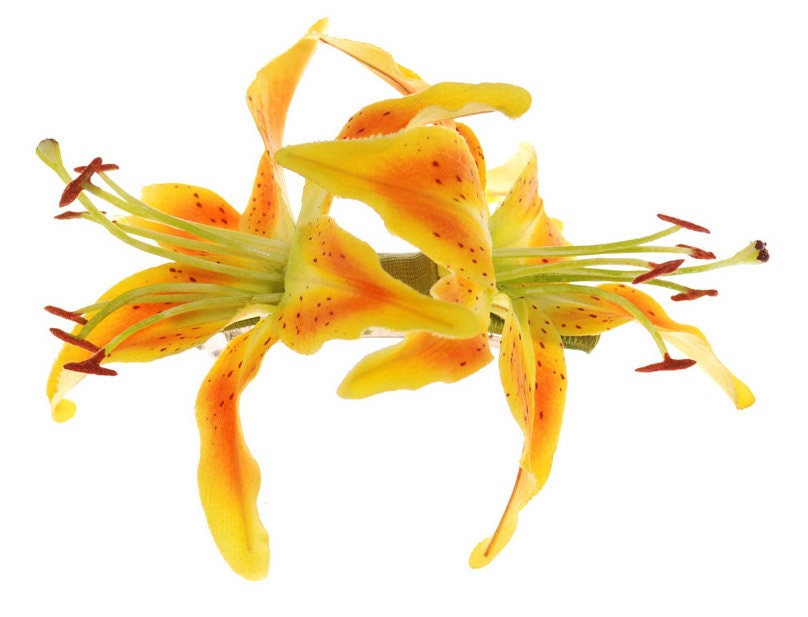 Martha Yellow Tiger Lily French Auto Barrette