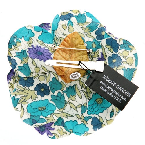Karin's Garden 3" Rose Pin Brooch. Liberty of London Fabric Made in the USA Flower Hair clip