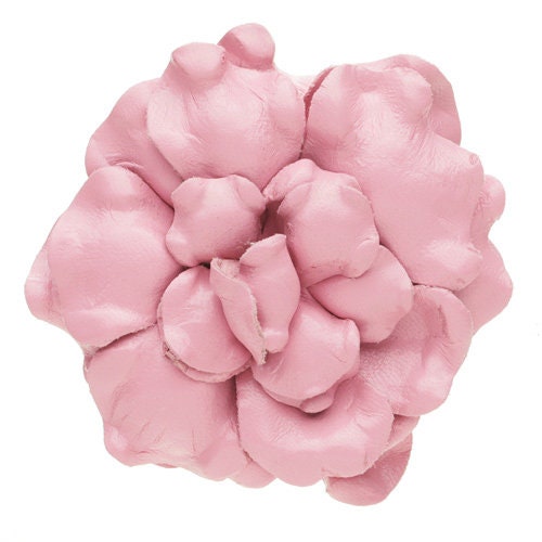 Pink Genuine Leather Camellia Pin & Clip, 4" – Limited Edition