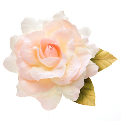 Blush Peach Faux Suede Rose Brooch & Clip, 7"