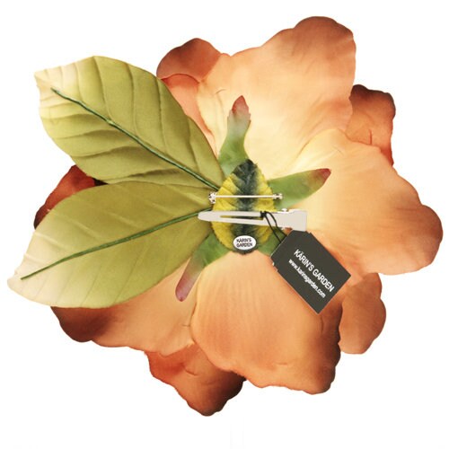 Camel Faux Suede Rose Brooch & Clip, 7"