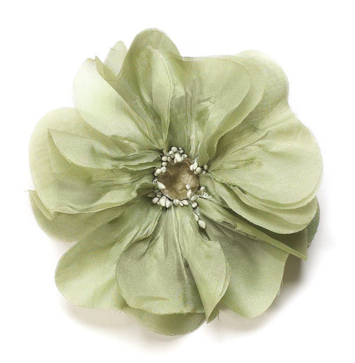 Dani Pistachio Silk Poppy Pin & Clip, 4.5"
