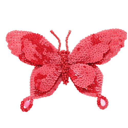 Red Sequin Butterfly Pin, 5"