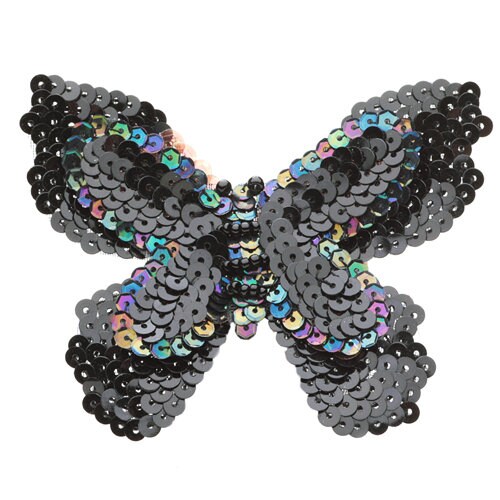 Black Sequin Butterfly Pinch Clip, 3"