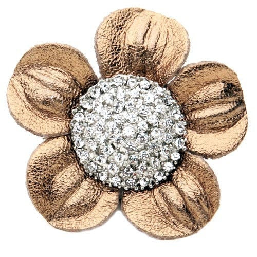 Karin's Garden 2.25" Olivia Glam Bronze Leather Crystal Daisy Pin & Clip. Crystal Center