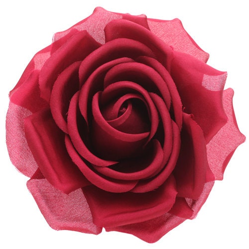 SJP Wine Silk Rose Pin & Clip, 4.5"
