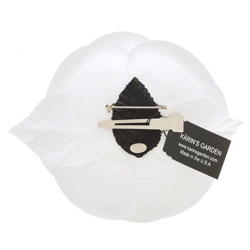 Karin's Garden 4" Silk Satin Camellia Pin. Flower Pin Flower Hair Clip. Hand made in the USA. Seen in fashion magazines.