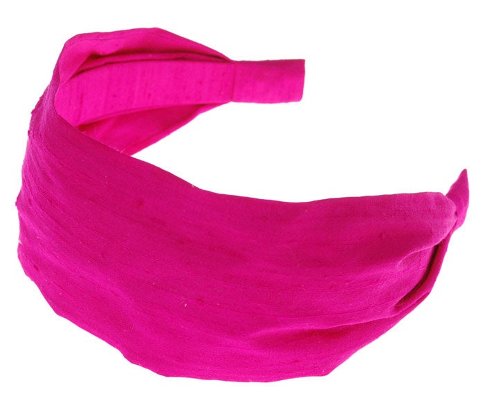 Karin's Garden 2.5-3" Fuchsia Silk Dupioni CAPRI Scarf Headband Made In The USA