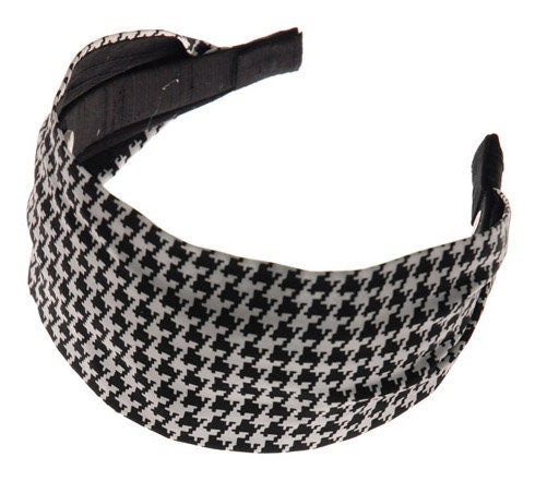 Karin's Garden 2 1/2"- 3" Silk Houndstooth Scarf Headband Made in the USA