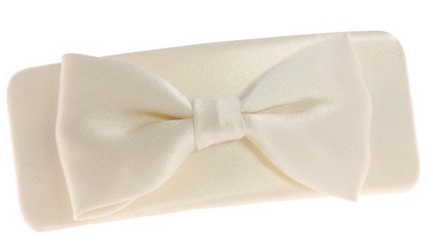 Bella Ivory Silk Bow French Barrette, 4" – Handmade