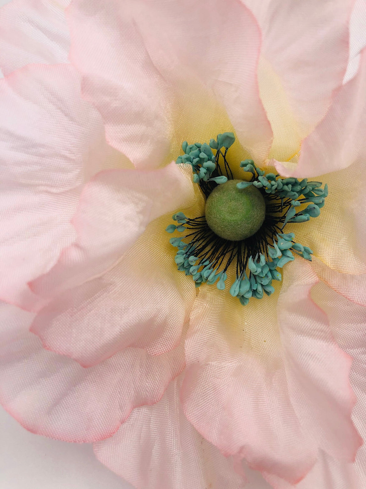 Petal Pink Vintage German Silk Poppy Brooch, 5"