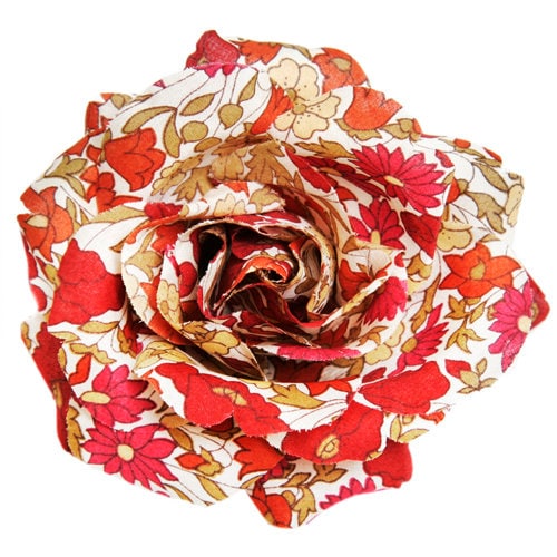 Karin's Garden 3" Rose Pin Brooch.  Liberty of London Fabric Made in the USA Flower Hair clip