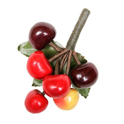 Vintage Shiny Bing Cherry Pin Brooch, 4"