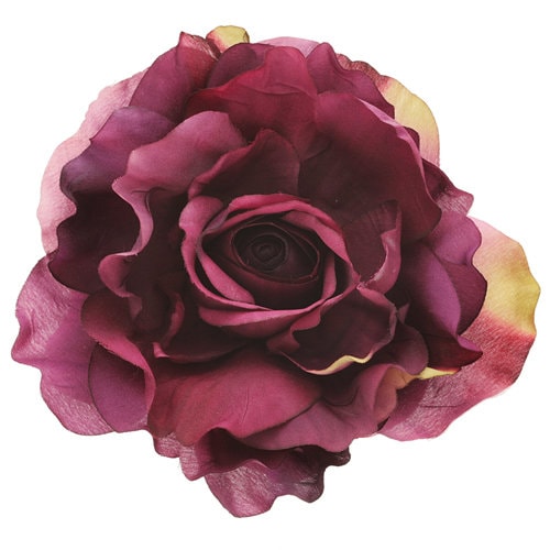 Trudy Purple Rose Brooch & Clip, 5"