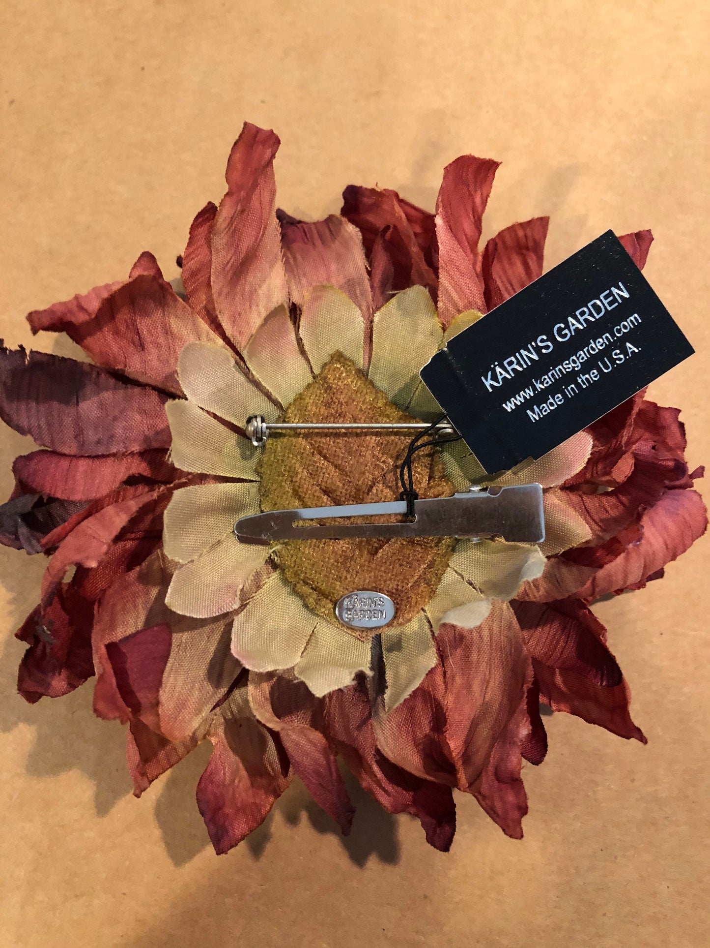 Karin's Garden 4" Rust Sunflower Pin Brooch Clip