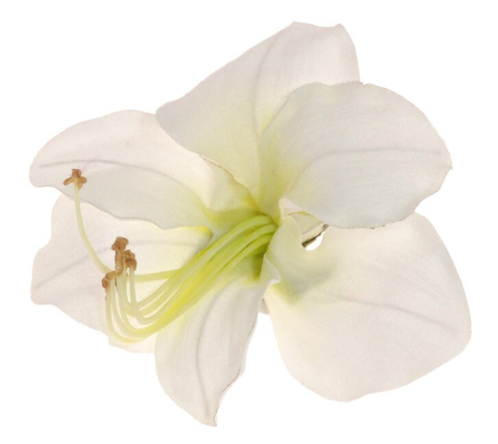 Karin's Garden 4 1/2" White Amaryllis Pin Brooch Clip Flower Pin Clip Brooch