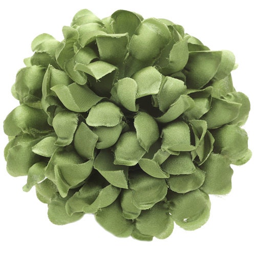 Karin's Garden 4" Silk Mum Olive Flower Pin Brooch Clip Made in the USA. Wear in your hair or on your lapel.