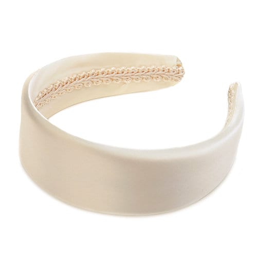 Karin's Garden 3" Silk Charmeuse Ivory Padded Headband Made in the USA