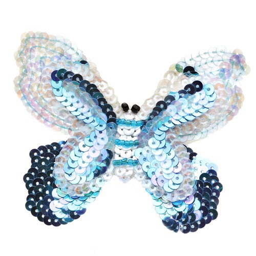 Blue Sequin Butterfly Pinch Clip, 3"