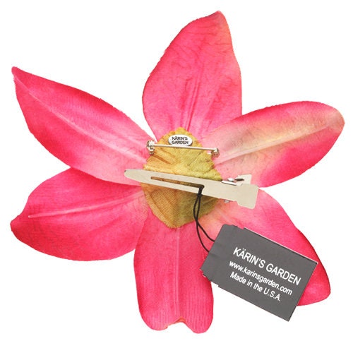 Karin's Garden 4" Burgundy Lily Pin Brooch Clip with Swarovski Crystals