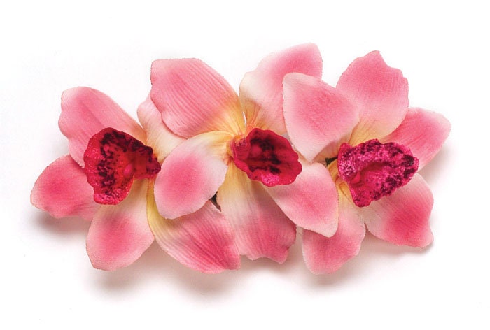Margaret Pink Mini Vanda Orchids French Barrette