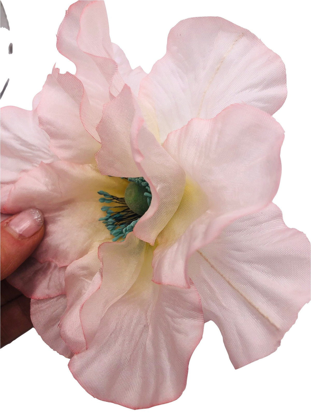 Petal Pink Vintage German Silk Poppy Brooch, 5"