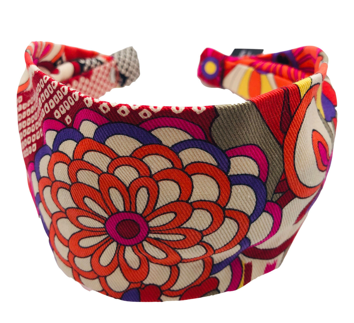 Orange & Red Retro Floral Cotton Scarf Headband – Handmade