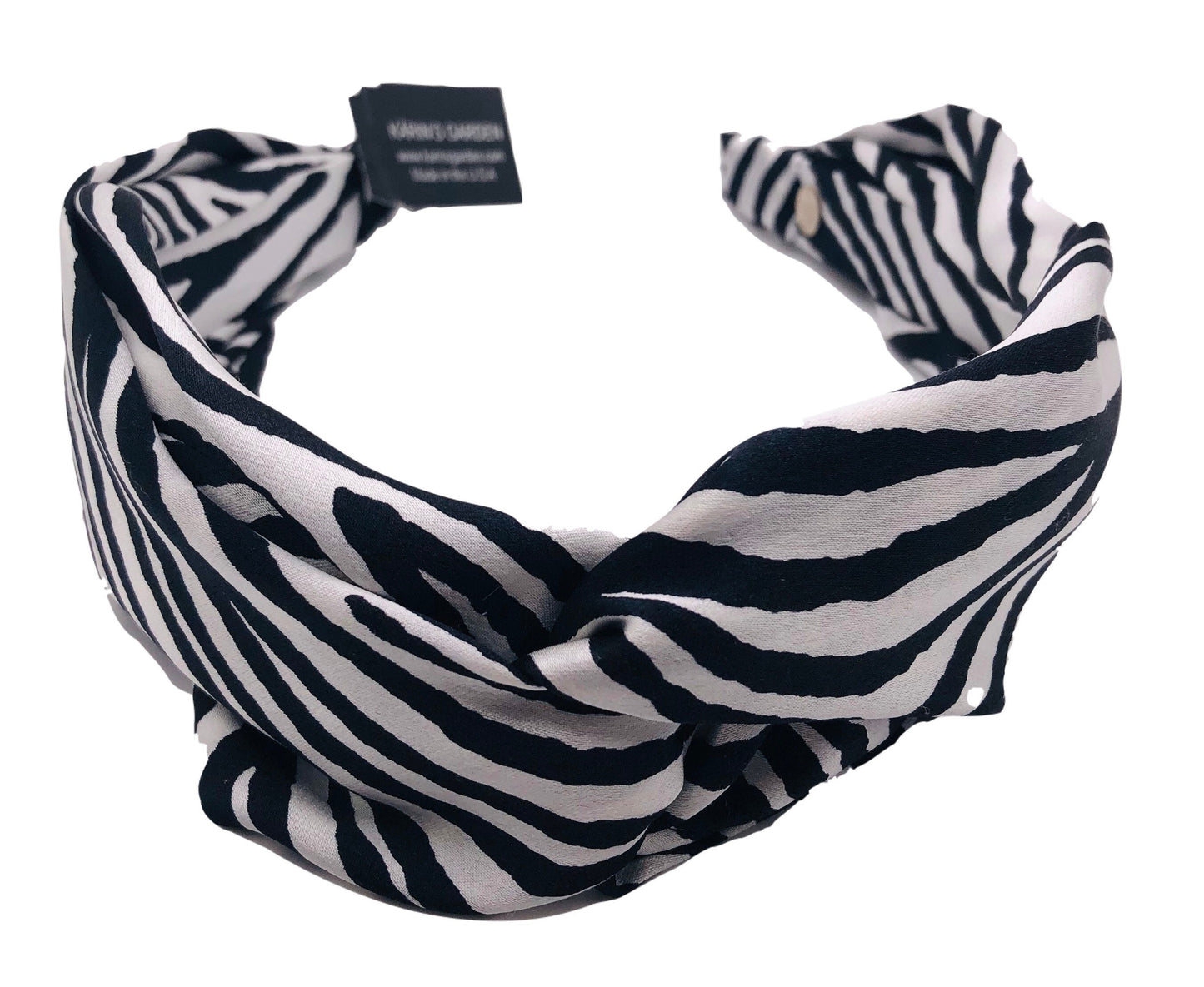 Karin's Garden Silk Zebra Interlocking Headband. Handmade in the USA. In 100% Silk Charmeuse