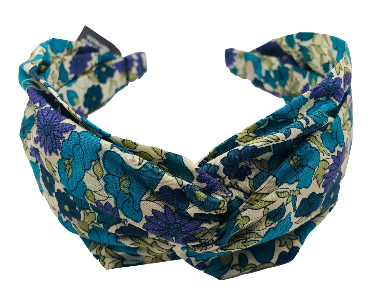 Karin's Garden Liberty of London Interlocking Headband. Floral fabric is 100% Fine Cotton Liberty of London Fabric. Handmade in the USA.