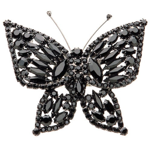 Karin's Garden 3 1/2" High Quality Crystal Butterfly Pin Brooch