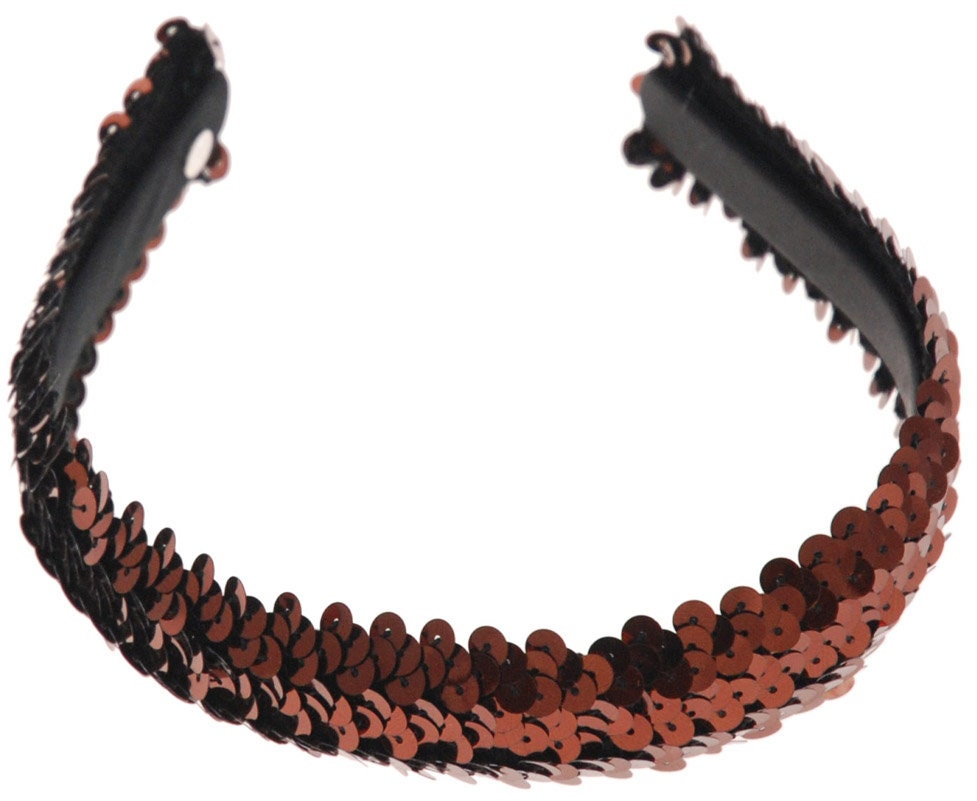 Karin's Garden 1" Bronze Brown Sequin Metallic Headband Handmade in the USA