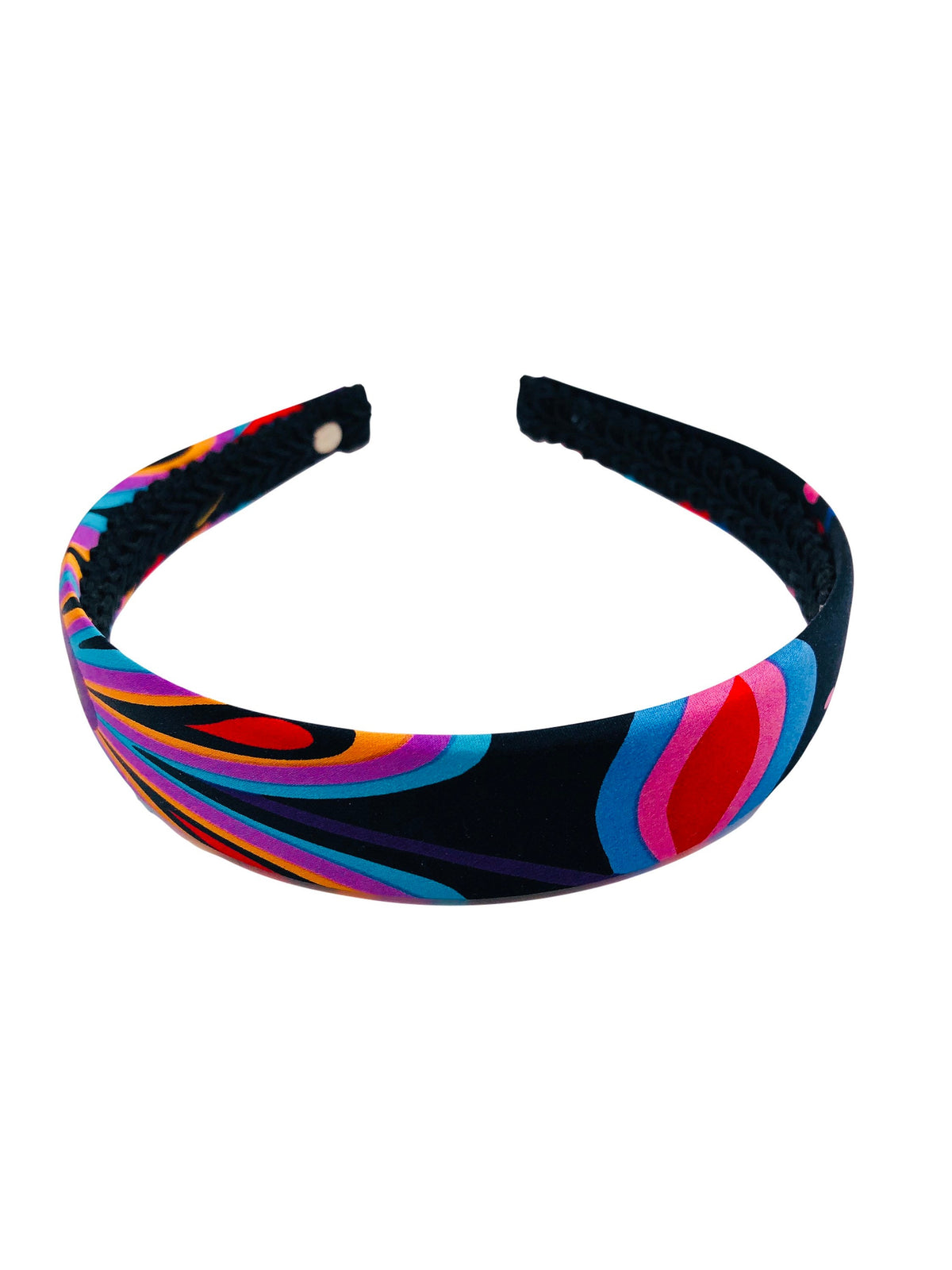 White & Black Retro Silk Headband, 1" – Handmade