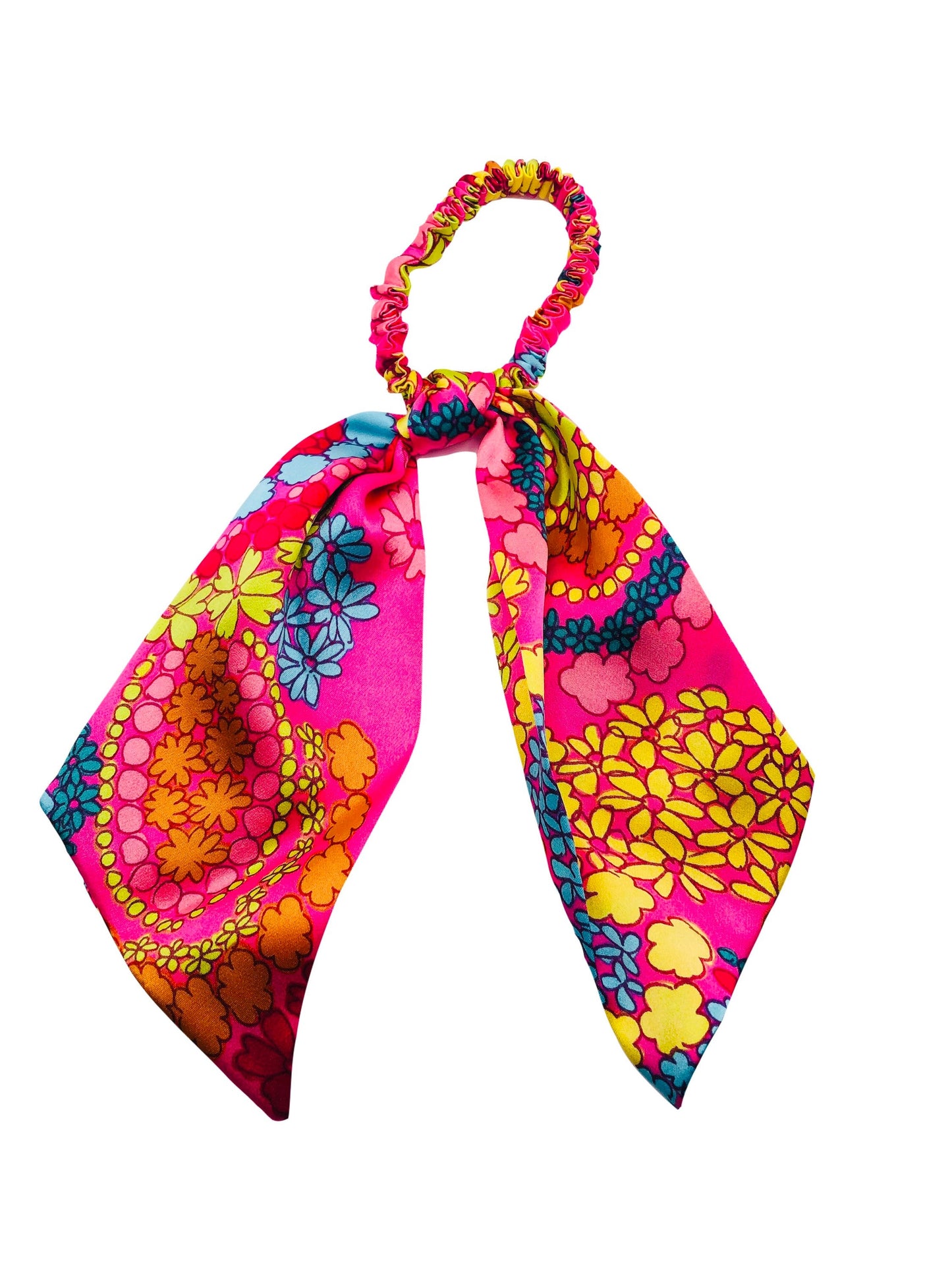 Karin's Garden Retro Silk Daisy Elastic. Handmade in the USA