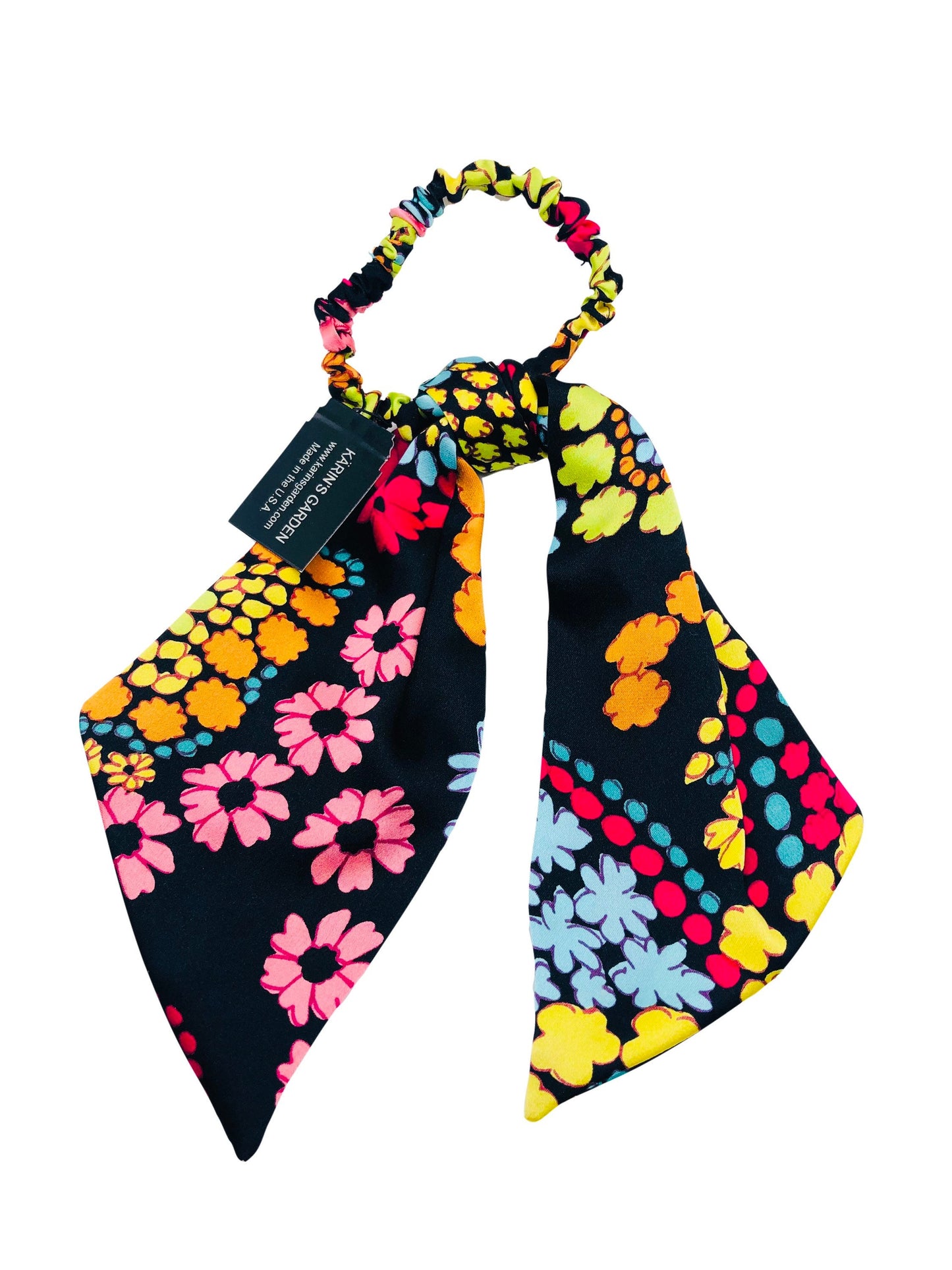 Karin's Garden Retro Silk Daisy Elastic. Handmade in the USA