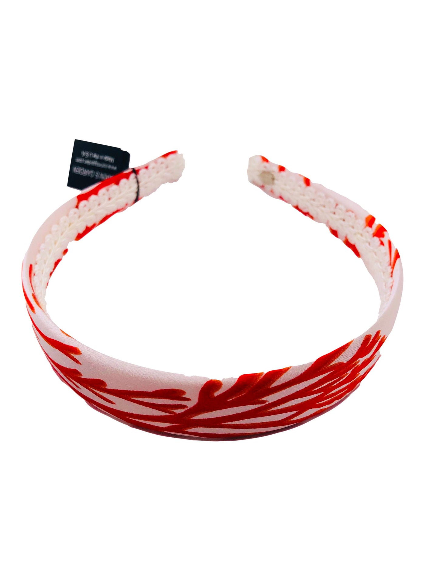 Karin's Garden 1" White Orange Silk Charmeuse Coral Headband Handmade in the USA