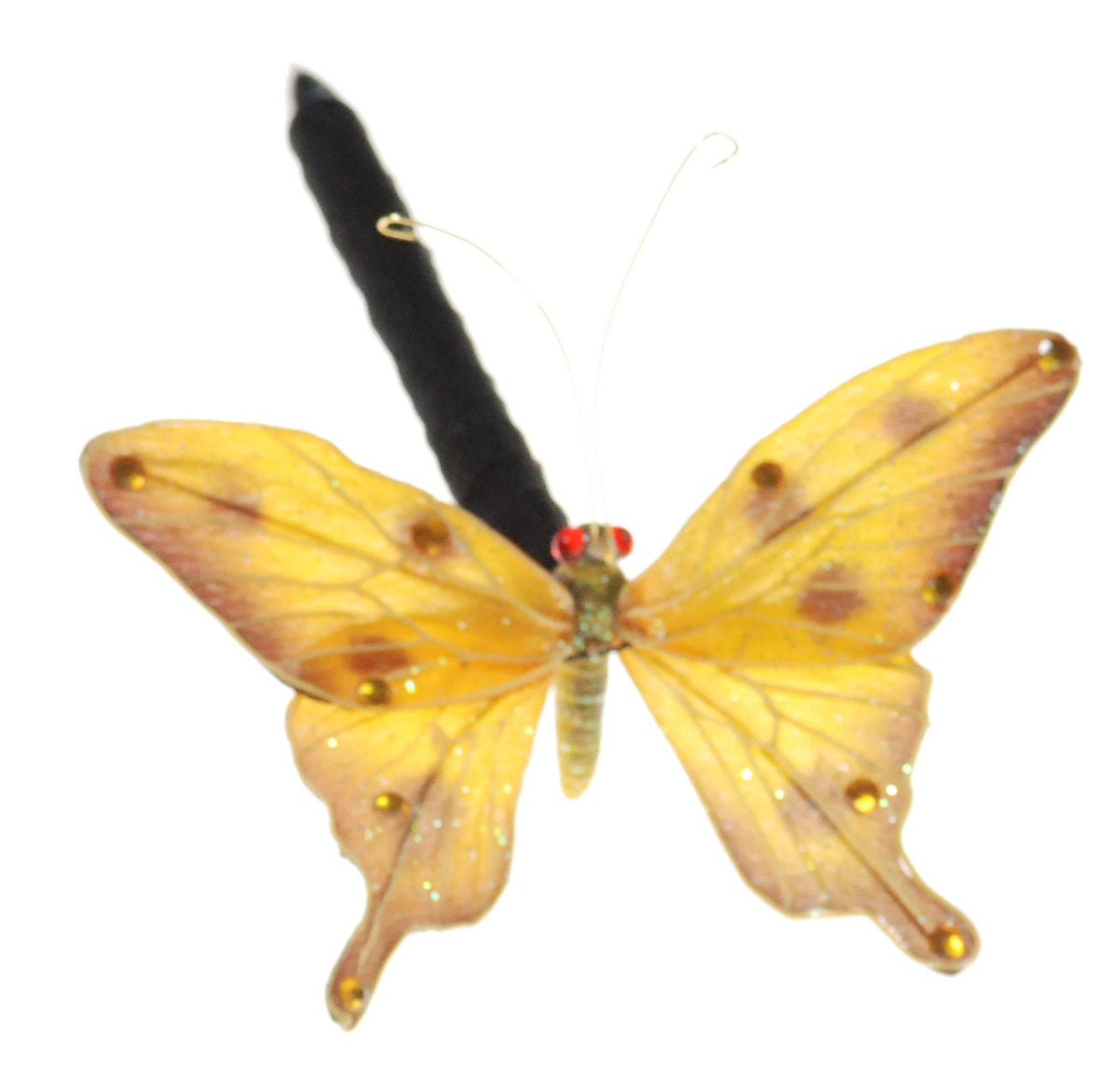 Yellow Butterfly Ink Pen with Bendable Wings, 3" – Handmade
