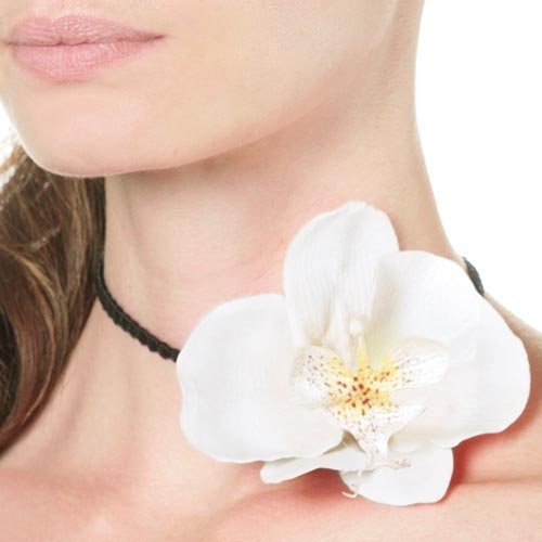 Stella White Orchid Choker, 3.5" – Handmade